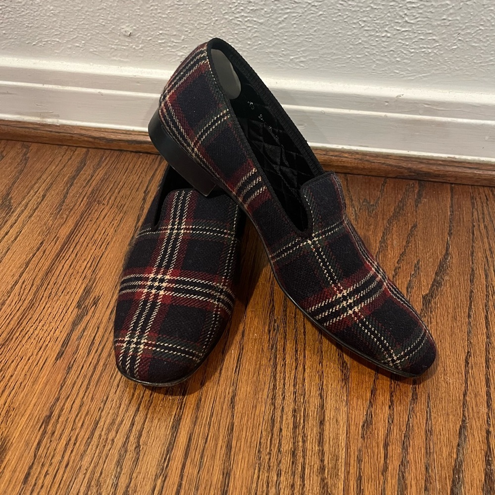 Brooks Brothers | Peak & Co. Signature Tartan Wool Slippers Size 10D